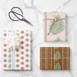 Boho Geo Botanische Geschenkblätter Geschenkpapier Set