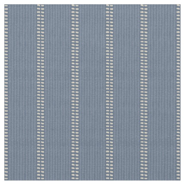 Boho geo einfache Linien beige Denim blau rustikal Stoff (Nahaufnahme)