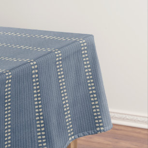Boho geo einfache Linien beige Denim blau rustikal Tischdecke