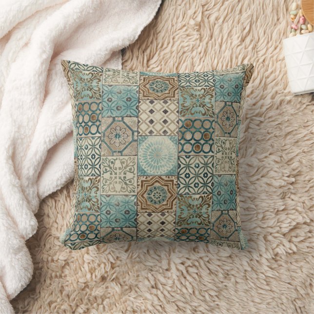 Boho Geometric andalusischer marokkanischer Stil Kissen (Decke)