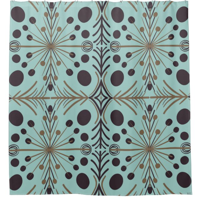 Boho Geometric Arrow Turquoise Pattern Duschvorhang (Vorderseite)