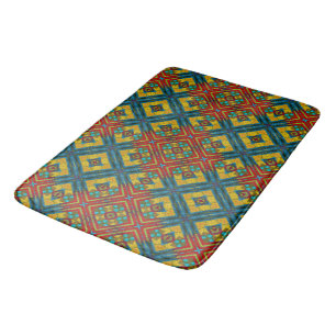 Boho Geometric Brown Red Yellow Blue Ethnic Tribal Badematte
