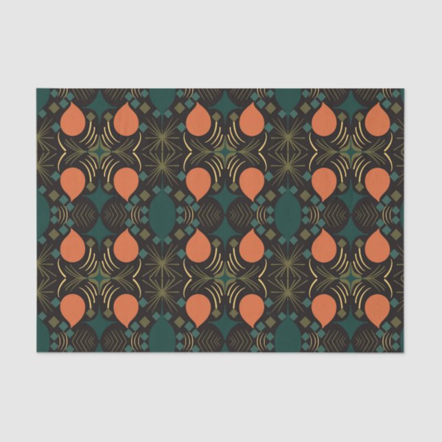 Boho Geometric Diamond Black Pattern Seidenpapier (Vorderseite)