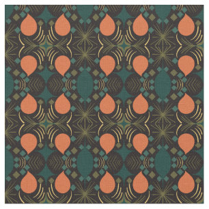 Boho Geometric Diamond Black Pattern Stoff