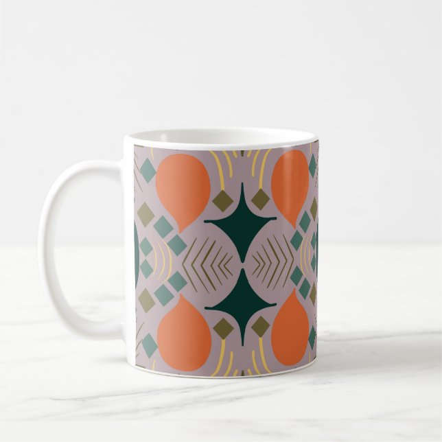 Boho Geometric Diamond Lila Kaffeetasse (Links)