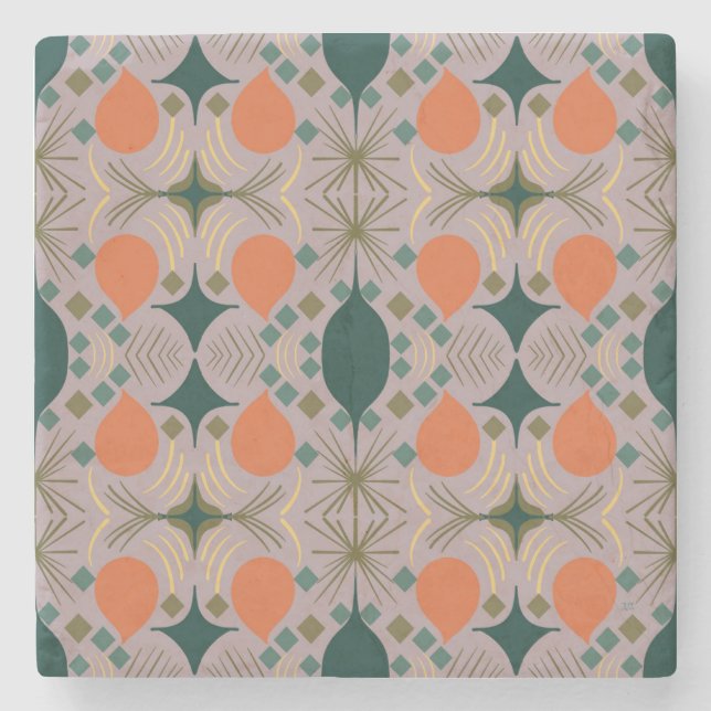 Boho Geometric Diamond Lila Steinuntersetzer (Vorderseite)