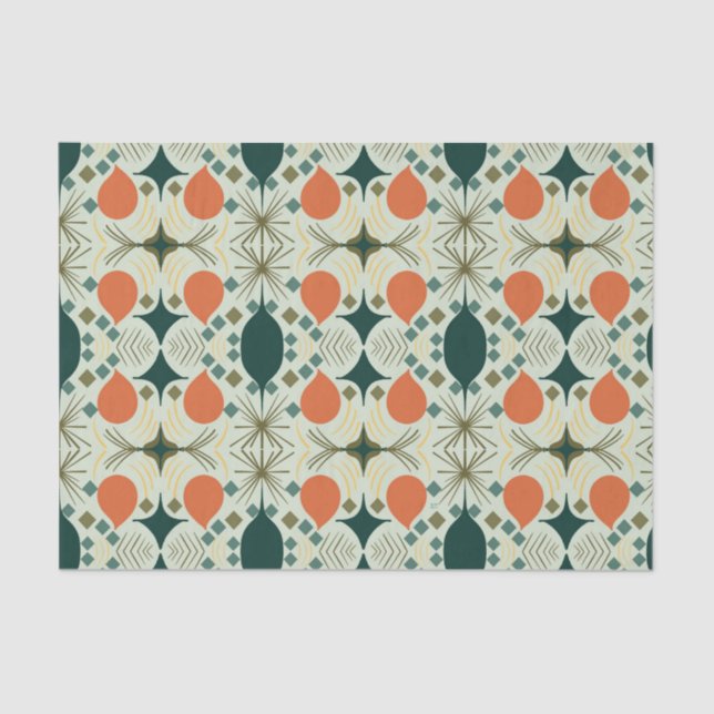 Boho Geometric Diamond Mintmuster Seidenpapier (Vorderseite)