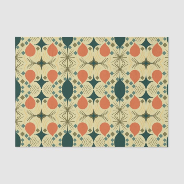 Boho Geometric Diamond Yellow Pattern Fabric Seidenpapier (Vorderseite)
