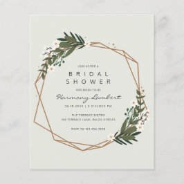 Boho Geometric Gold Greenery Budget Brautparty Flyer