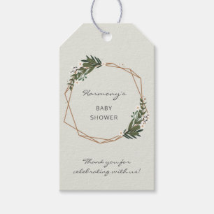 Boho Geometric Greenery Gender Neutral Baby Dusche Geschenkanhänger