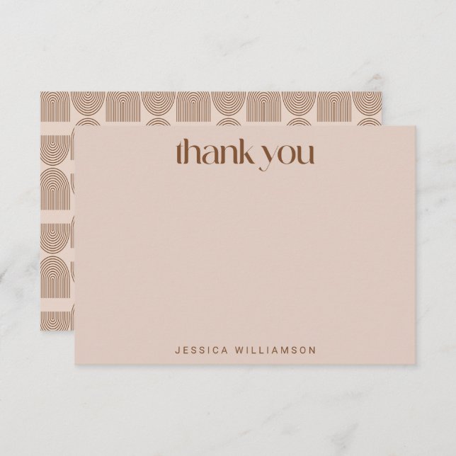 Boho Geometric Lines Terracotta Custom Dusche Dankeskarte (Vorne/Hinten)