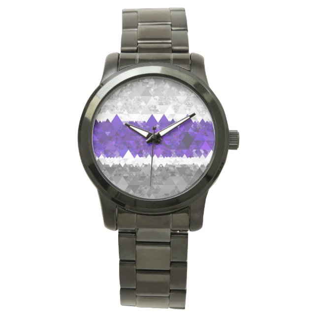 Boho Geometric Mod Retro Greygender Prix Flag Armbanduhr (Vorderseite)