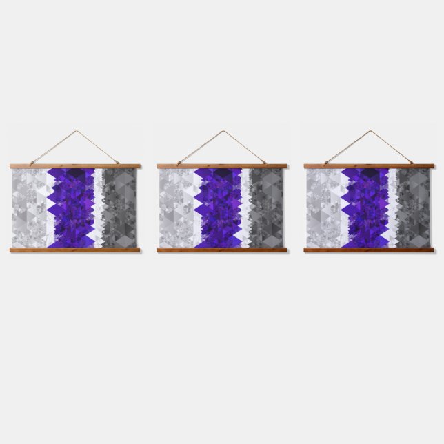 Boho Geometric Mod Retro Greygender Prix Flag Wandteppich Mit Holzrahmen (Dreifach)