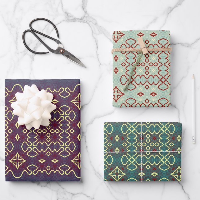 Boho Geometric Tribal Inspiriert Muster Geschenkpapier Set (Vorderseite)