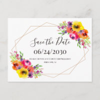 Boho Geometric Watercolor Floral Save the Date