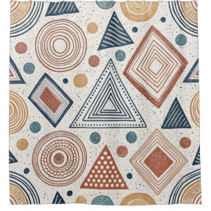 Boho Geometrie Abstrakte Formen Terracotta Muster Duschvorhang
