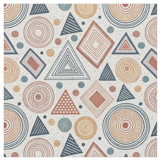 Boho Geometrie Abstrakte Formen Terracotta Muster Stoff (Nahaufnahme)