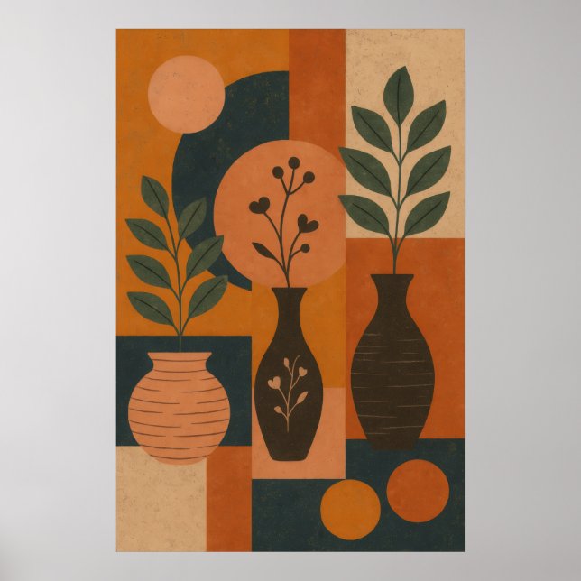 Boho-Geometrie-Wandkunst – Abstrakter Minimalistis Poster (Vorne)