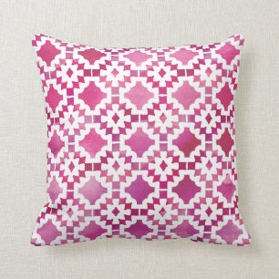 Boho geometrische Aquarell-Rosa Kissen