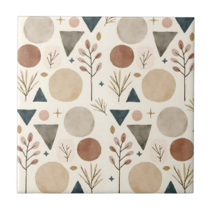 Boho-geometrische botanische Musterdesign 385 Fliese