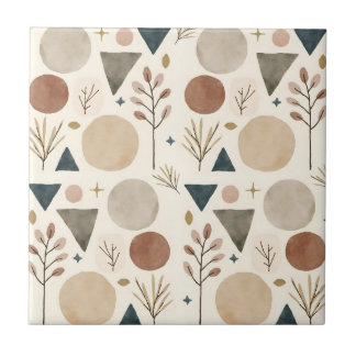 Boho-geometrische botanische Musterdesign 385 Fliese