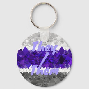 Boho-Geometrischer-Mod-Retro-Greygender-Stolz-Flag Schlüsselanhänger