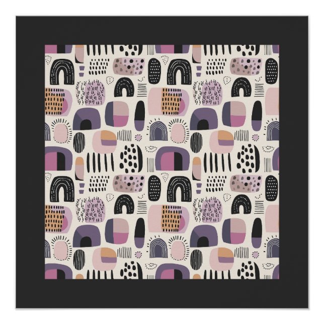 Boho geometrisches abstraktes Muster Poster (Vorderseite)