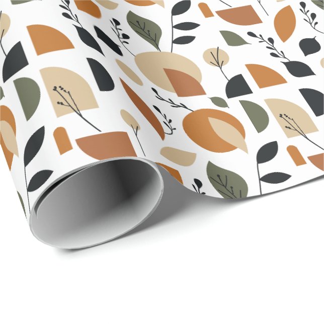 Boho-Geometrisches-Blatt Nahtloses Muster Geschenkpapier (Rolleneckpunkt)