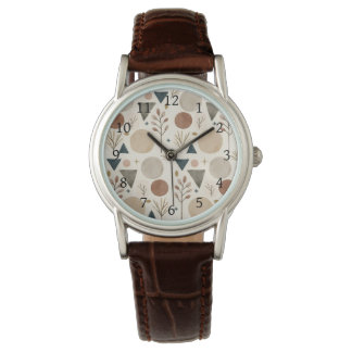 Boho-geometrisches botanisches Musterdesign 385 Armbanduhr