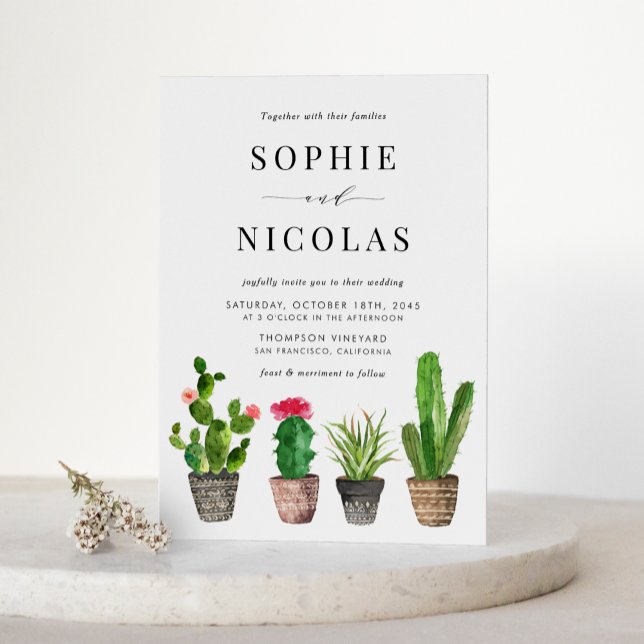 Boho gepotted Sukkulents und Cactus Summer Wedding Einladung (Von Creator hochgeladen)