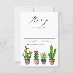 Boho gepotted Sukkulents und Cactus Summer Wedding RSVP Karte