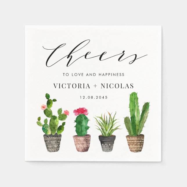 Boho gepotted Sukkulents und Cactus Summer Wedding Serviette (Vorderseite)