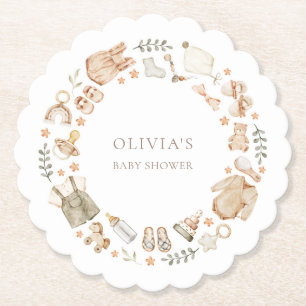 Boho geschlechtsneutrale Vintage-Babysachen-Party Untersetzer