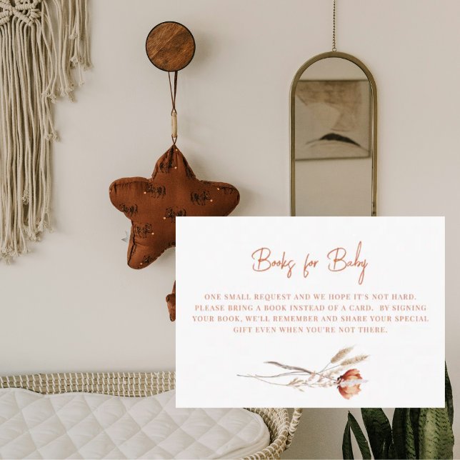 Boho getrocknete Blätter Terracotta Bücher für Bab Begleitkarte (Von Creator hochgeladen)