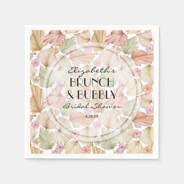 Boho getrocknete Blätter und Blumen Brautdusche Serviette (Vorderseite)