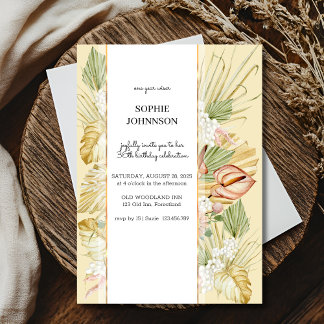 Boho getrocknete Blume Aquarell Geburtstag Einladung