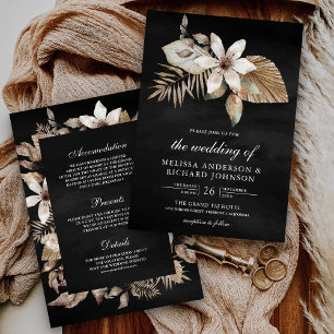 Boho Getrocknete Palmblüten Hochzeit Alles in Eine Einladung