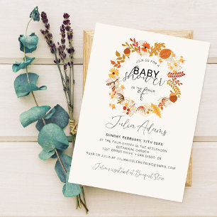 Boho getrocknetes rustikales Herbst-Blumen Baby Sh Einladung