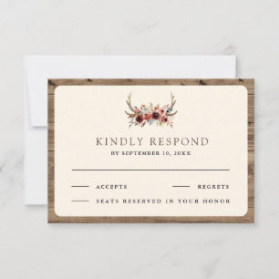 Boho Geweih Terrakotta Blumenhochzeit RSVP Karte