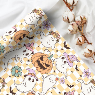 Boho Ghosts & Pumpkins Halloween Geschenkpapier