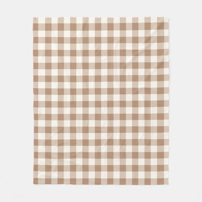 Boho-Gingham-Muster Kariert Karomuster Tan Braun Fleecedecke (Vorderseite)