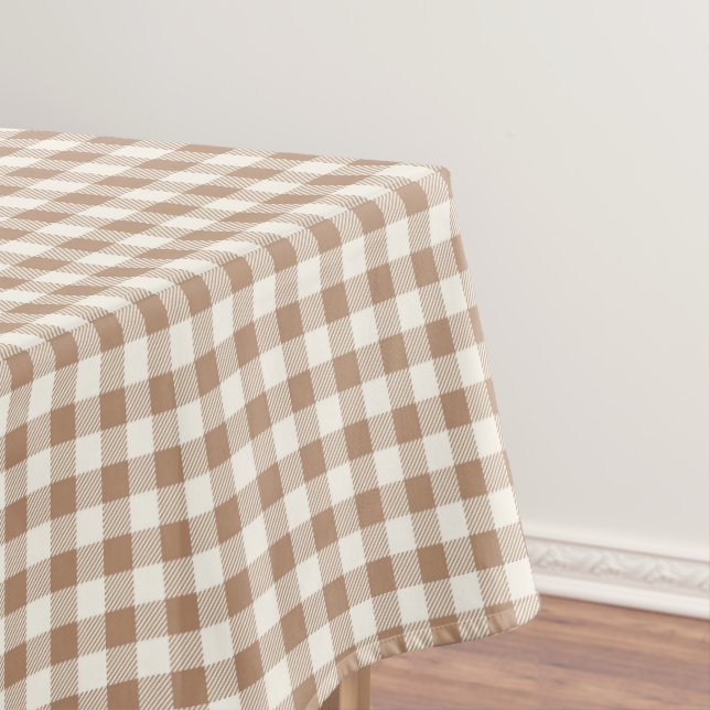 Boho-Gingham-Muster Karo kariert braun Tischdecke (Beispiel)
