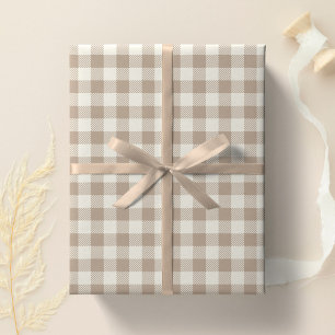 Boho-Gingham-Muster Karo Kariert Neutral Geschenkpapier
