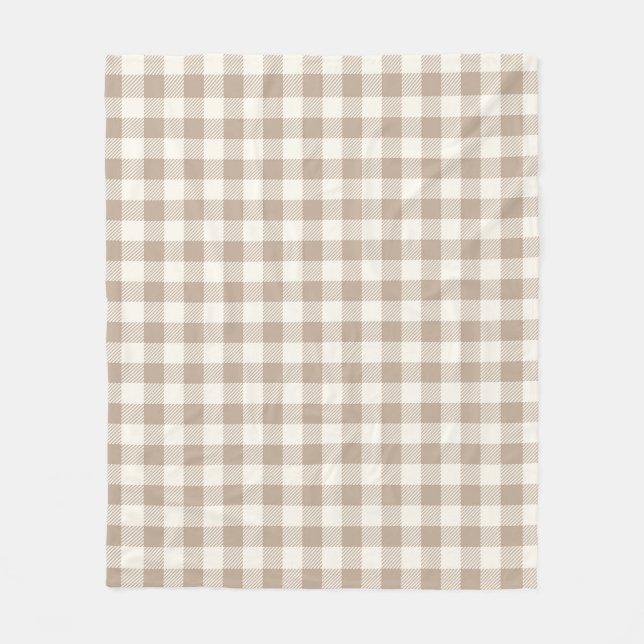 Boho-Gingham-Muster Karo neutral Fleecedecke (Vorderseite)