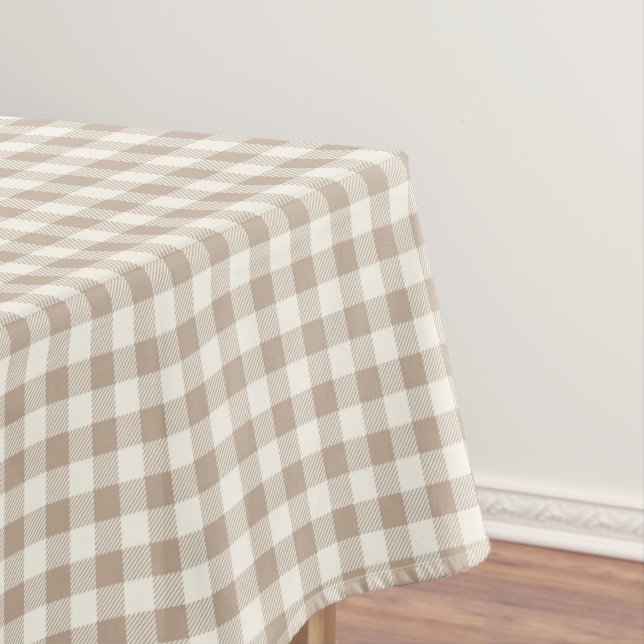 Boho Gingham Pattern Plaid Checkered Neutral Tischdecke (Beispiel)