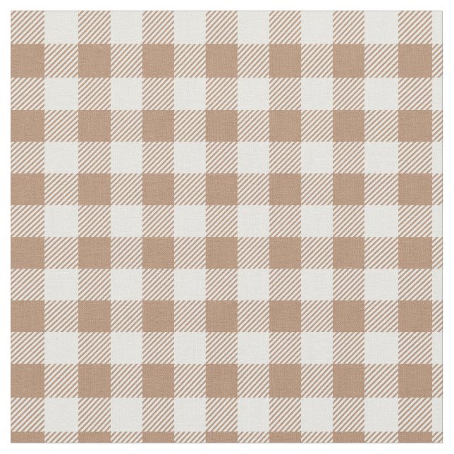 Boho Gingham Pattern Plaid Checkered Tan Brown Stoff (Nahaufnahme)