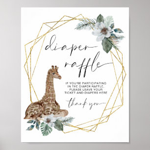 Boho Giraffe Baby Showdiaper Raffle-Zeichen Poster