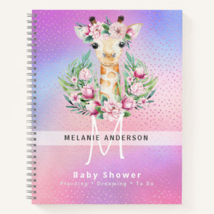 Boho GIRAFFE Baby Showplaner Notebook Journal Notizbuch