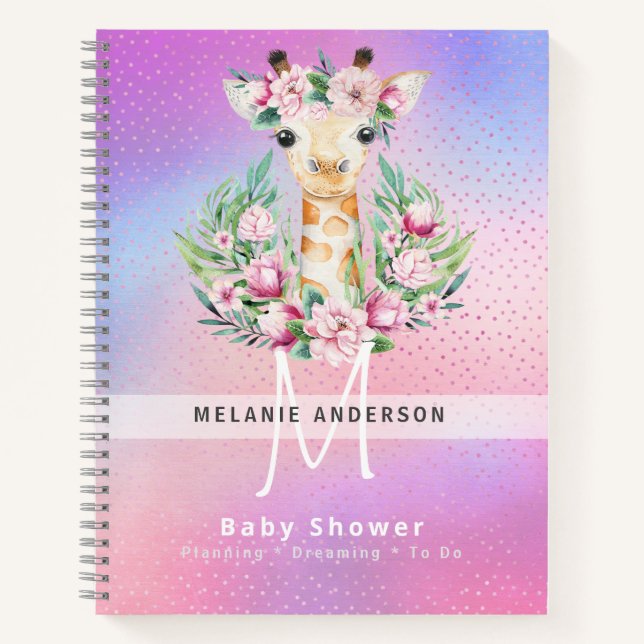Boho GIRAFFE Baby Showplaner Notebook Journal Notizbuch (Vorderseite)