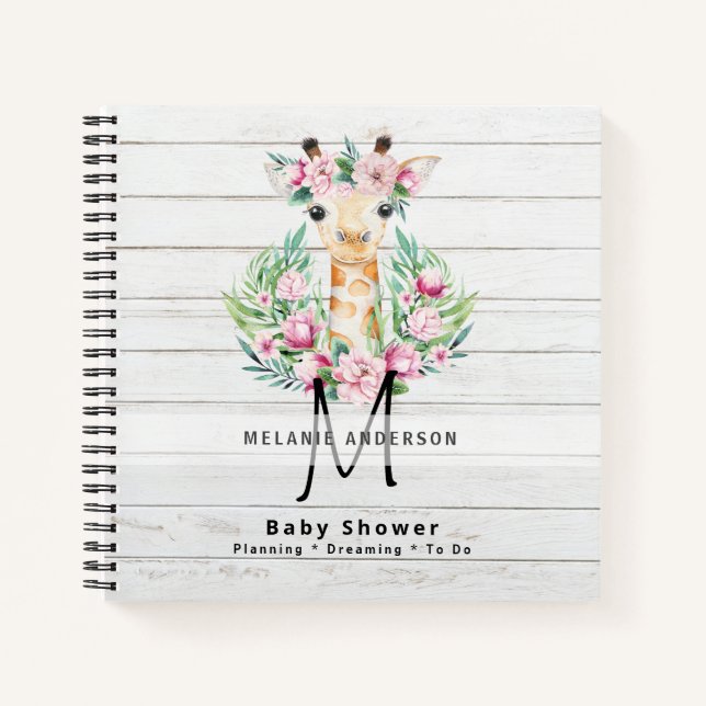 Boho GIRAFFE Baby Showplaner Notebook Journal Notizbuch (Vorderseite)